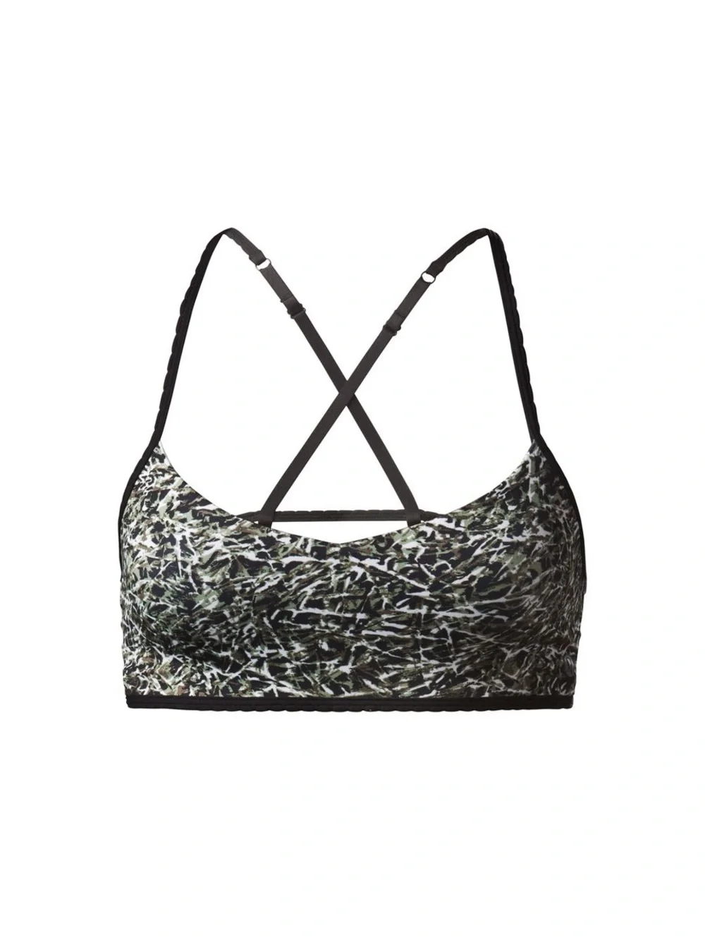 Lululemon Hot Spell Bra - Mini Ripple Olive Green/Black - Size 6
